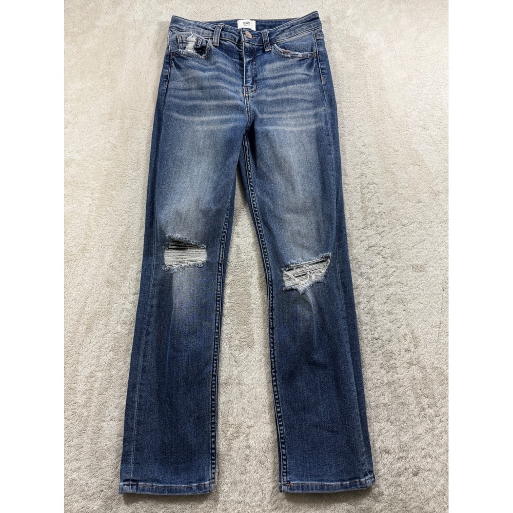 BKE Boys Jake Jr BKK107A Distressed Straight Blue Denim Jeans 14 Meas: 25x27